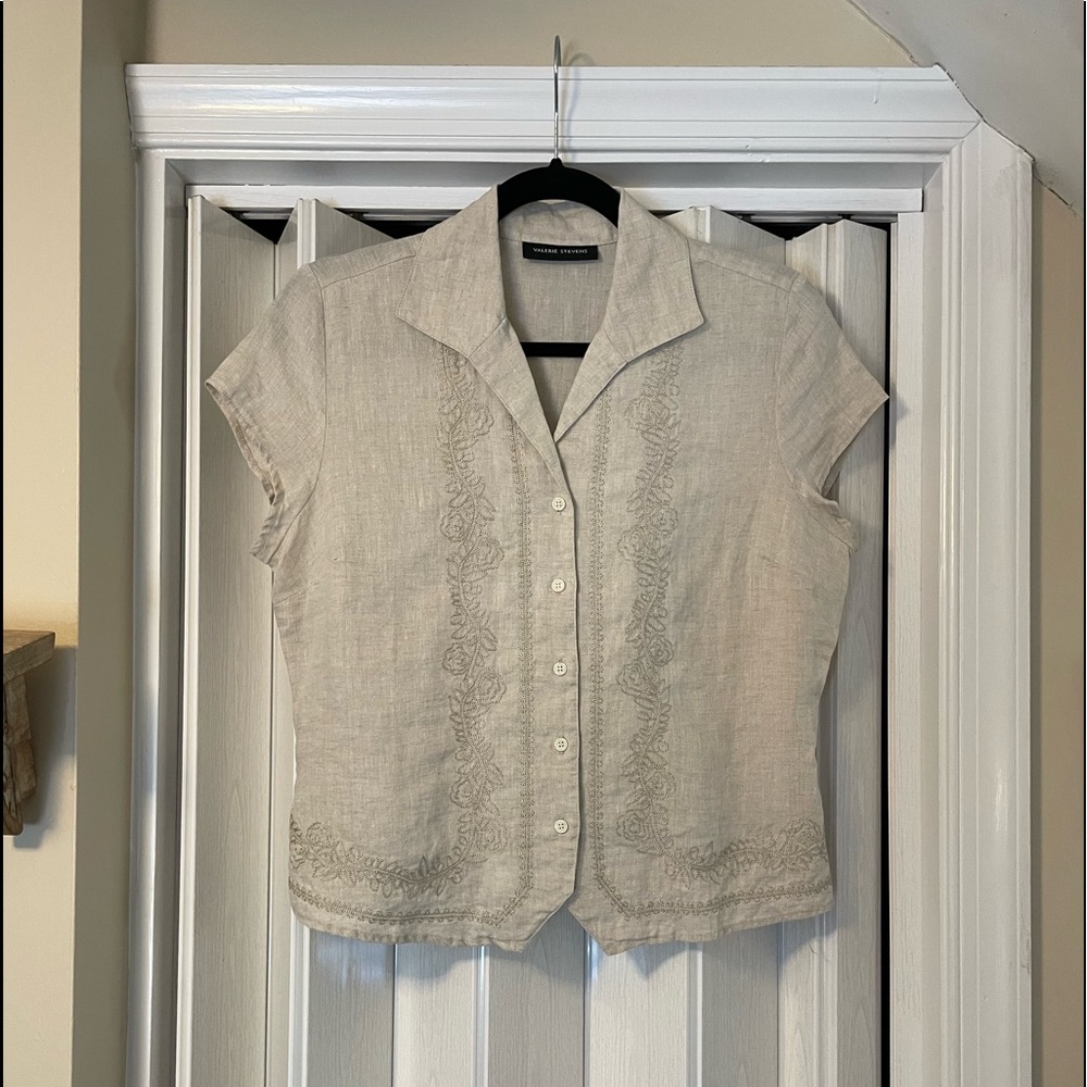 Valerie Steven’s Embroidered Button Down Top